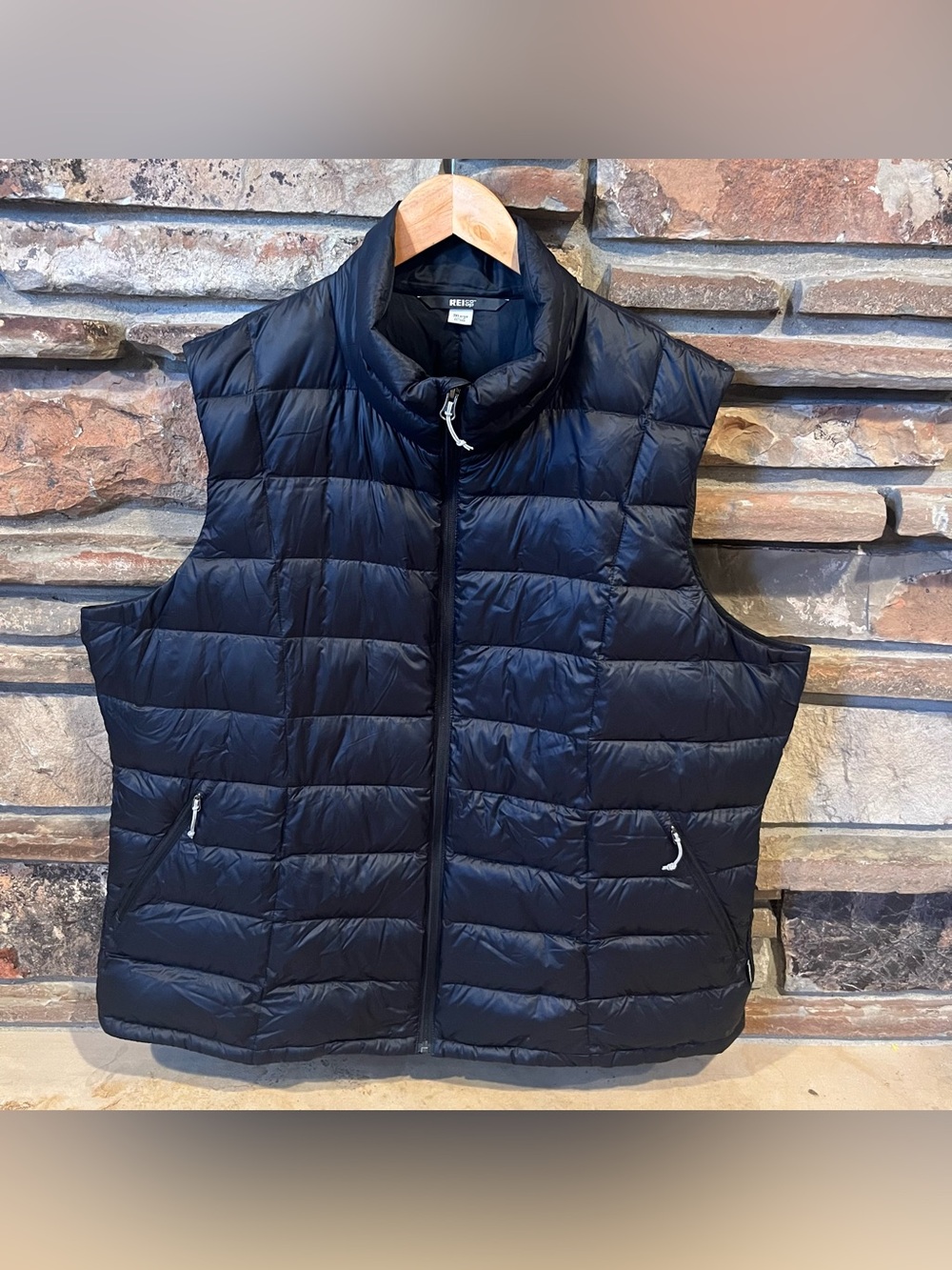 REI Down-Filled Black Quilted Puffer Vest